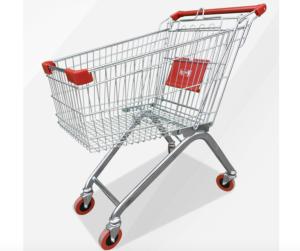 Quality Zinc Powder Coating Supermarket Shopping Trolley Cart With Flexible Wheel wholesale