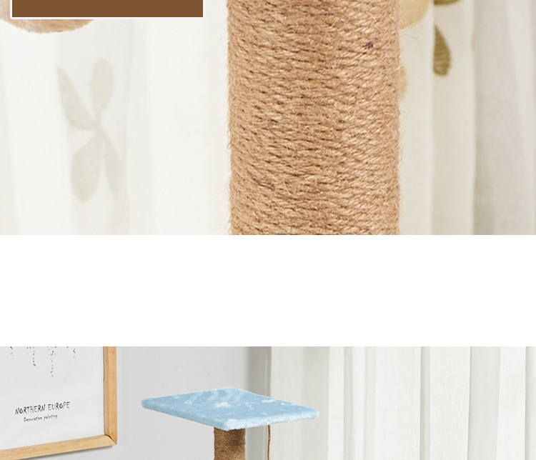 Multi-level Platform Wooden Cat Scratching Tree With Hammock Sustainable SISAL and Eco-friendly