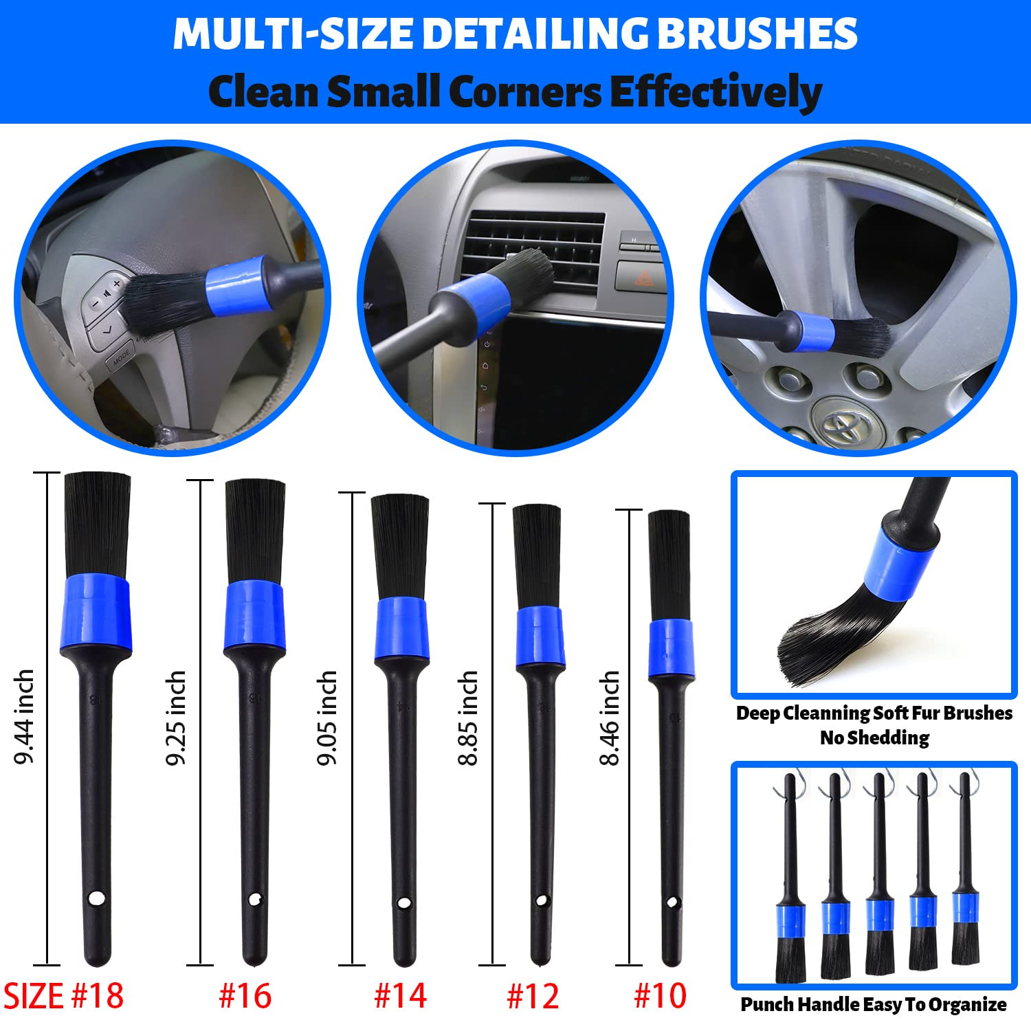 22 Pcs Car Detailing Kit Brushes Set Interior Cleaning With Auto Drill Soft Brush Attachment Sponge Polishing Pads