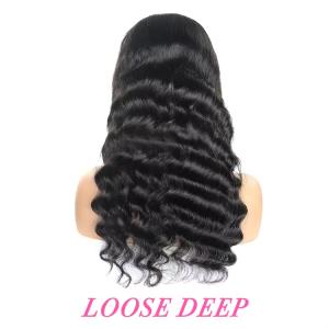 Quality Loose Deep Wave Transparent 5x5 Full Lace Front Frontal Wig Glueless Pre Pluck Raw Lace Human remy Hair Wigs wholesale