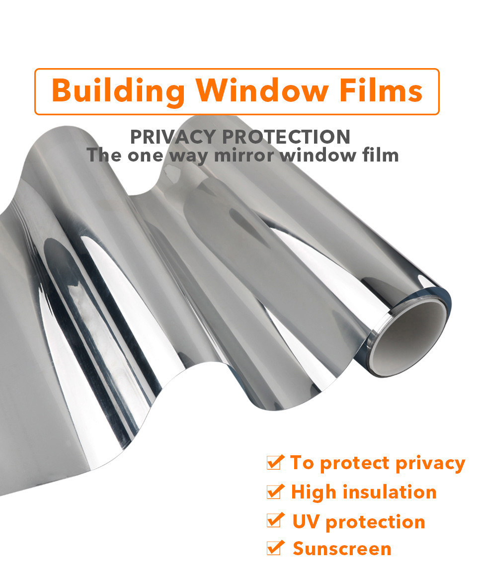 Self Adhesive Building Glass Film Residential Window Tinting Building Window Insulation Solar Film One Way Black Tint