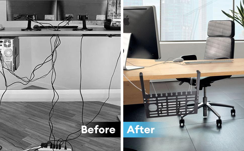 Non-folding Cable Management Under Desk Keep Your Cables Hidden and Organized