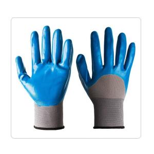 Quality Grey Polyester Liner With Half Coating Health And Safety Nitrile Labor Gloves wholesale