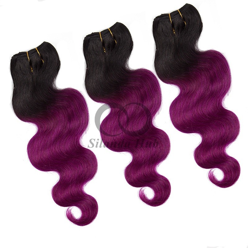 #T1B/Purple Body Wave Remy Human Hair Bundles Sew In Weave Bundles Brazilian Bundle Deals