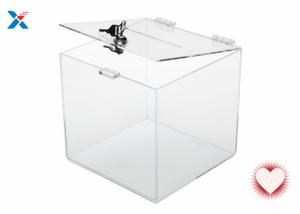 Quality Fashion Acrylic Charity Box / Transparent Acrylic Donation Box With Lock wholesale