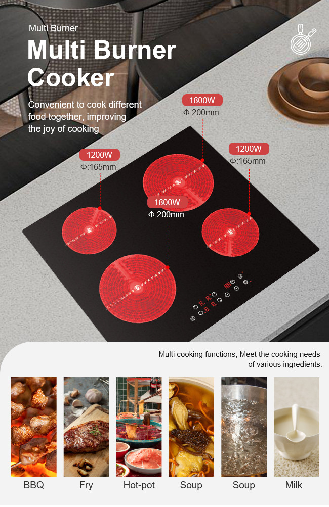 Waterproof Ceramic Hob Stove , Double Hot Plate Electric Stove 3000W
