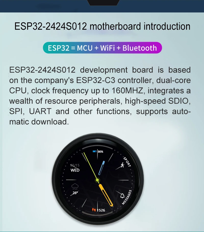 IPS TFT Display Module ESP32 240x240 Pixel Resolution 20g Weight 32.4mm Effective Area