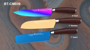 Quality Titanium Coating Ceramic Chopping Knife / Gold Blade Professional Kitchen Knives wholesale