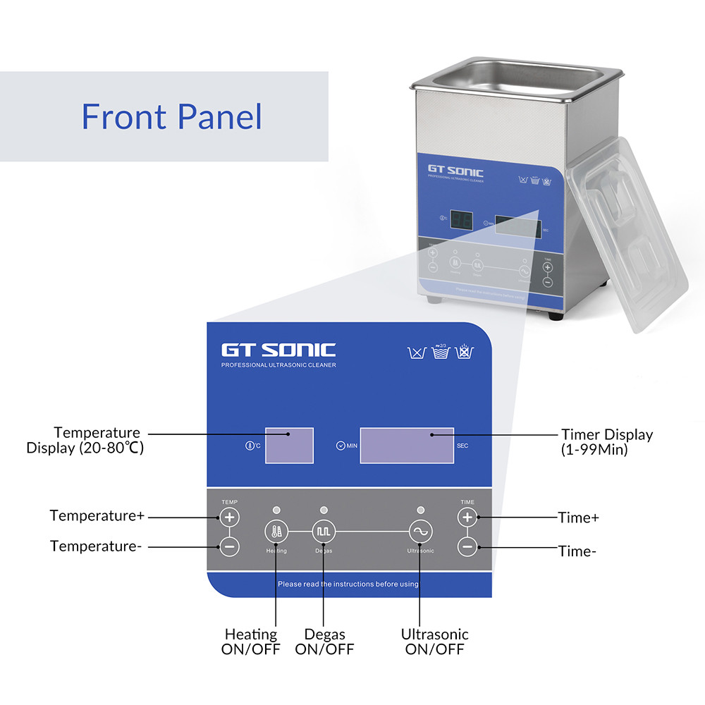 Single Frequency GT SONIC Ultrasonic Cleaner Tabletop Type For Lab Equipment