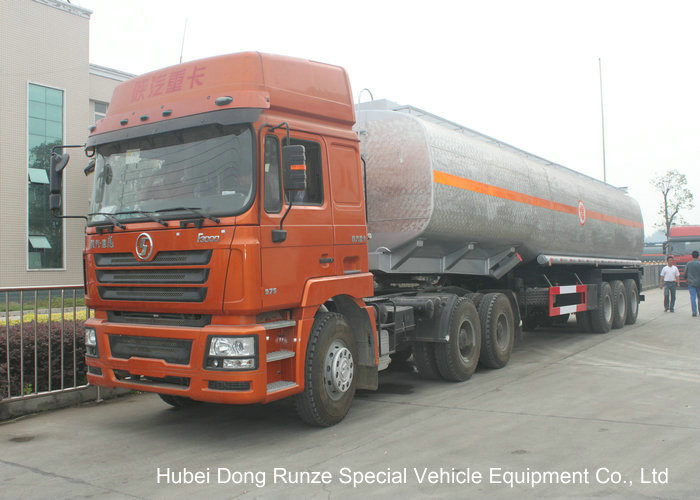 Liquid Alkali Tanker Trailer With Stainless Steel Polished Tank For Sodium Hydroxide