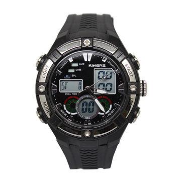 Dual time analog waterproof mens digital watches , fashion digital sports watch