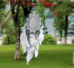 White Handmade Hook Flower Feather Dream Catcher