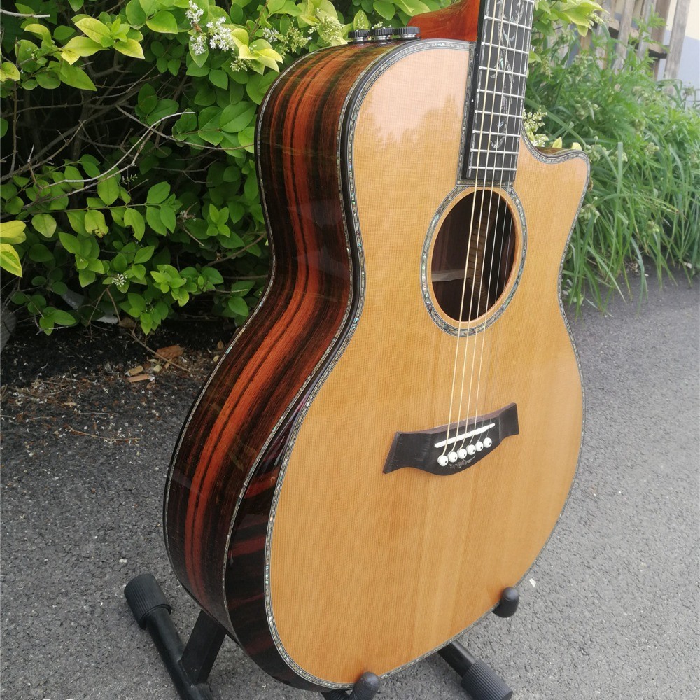 41 inch Solid Spruce top PS14 acoustic guitar,Cocobolo Back and sides,Real abalone Ebony fingerboard TY acoustic Guitar