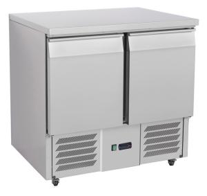 Quality R134a Refrigerated Saladette Counter AISI304 Stainless Steel 2 Door Saladette Fridge wholesale