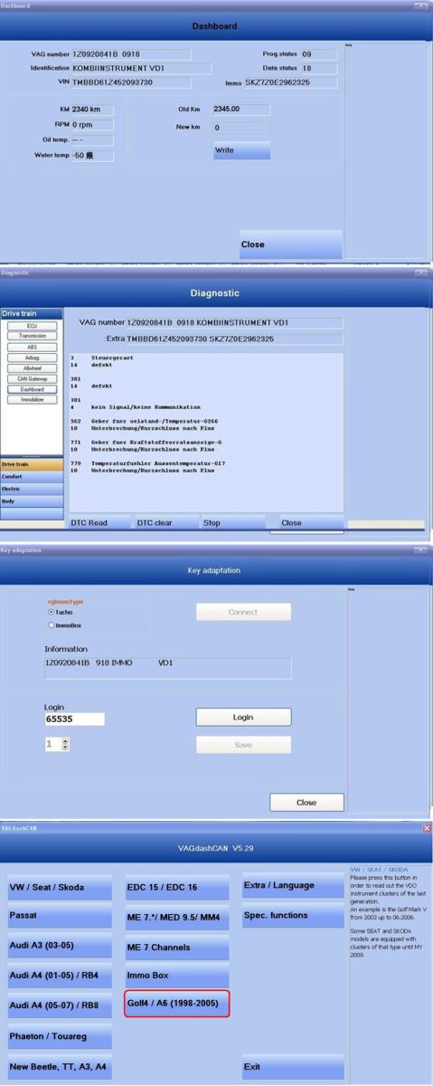 VAG DASH CAN V5.29 VAG Diagnostic Odometer Correction Tool For All Cars