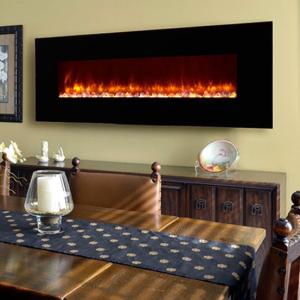 Quality 2380mm Wall Bracket Remote Wall Mounted Electric Fireplace Black Painted Glass wholesale