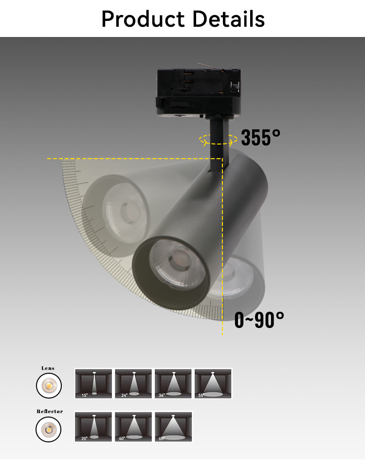 32W Adjustable Led Spotlight 2700K 3000K 4000K Aluminum LED Track Light