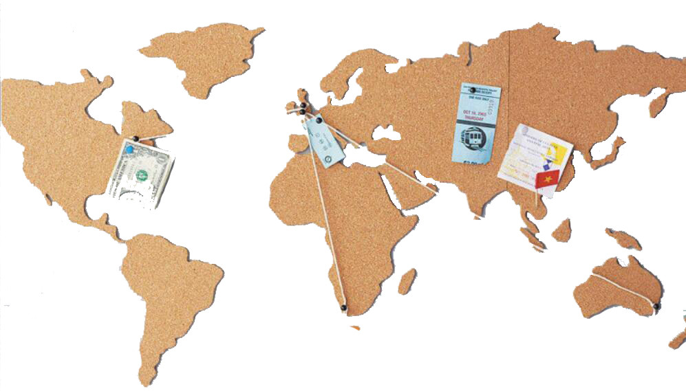 New Style Factory Wholesale 16 Pieces Adhesive Corkboard World Map for a Gift