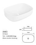 Rectangular Counter Top Bathroom Sink Impact-Resistant Materials Wash Basin