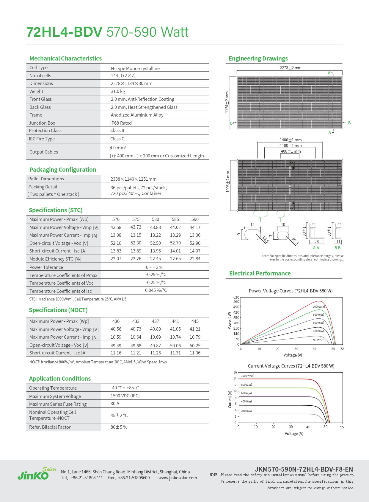 Good Jinko 575 Watt JKM575 N Type PV Solar Panel Module for Residential Applications