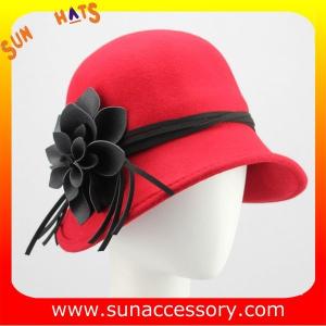 Quality Hot sale Fashion 100% Australia wool felt ladies hats ,Red cloche hats with adjustable band wholesale