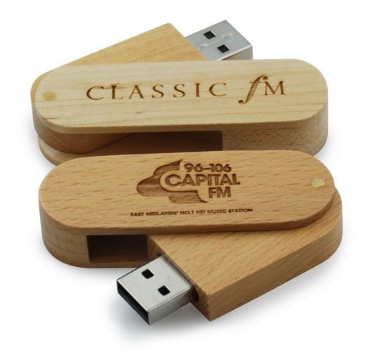 Wood Swivel Usb Memory Device Drive , 4Gb 16Gb Mini Usb Memory Stick 1 Year Warranty