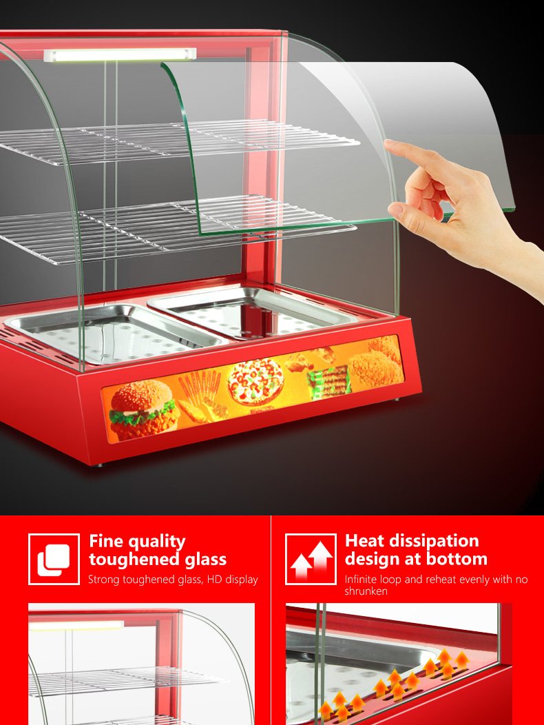 0.8kw Red Commercial Food Display Warmer for Restaurant Kitchen Equipment Benefit
