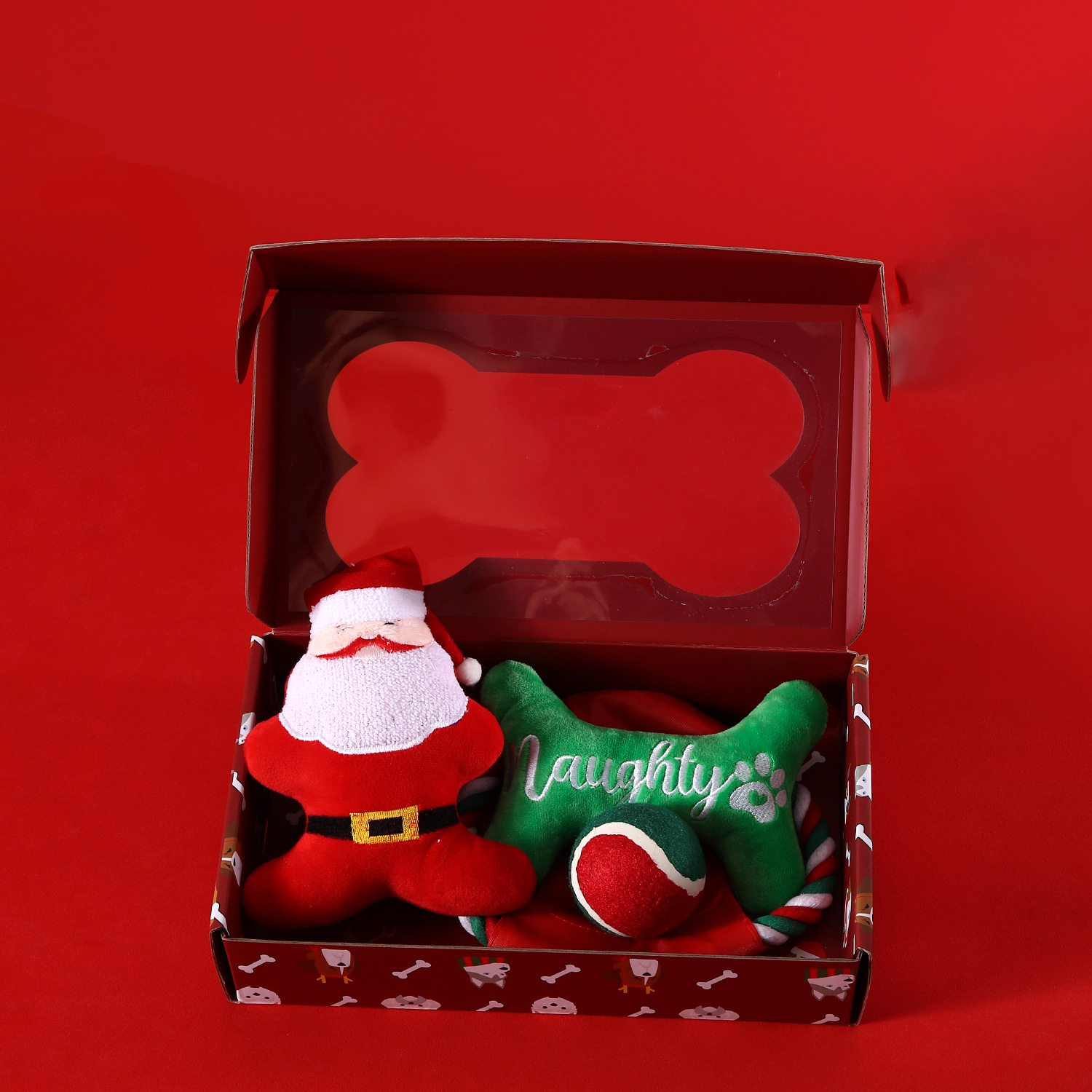 Christmas Pet Gift Set Knotted Frisbee Toy Ball Dog Chewing Accessories Holiday Playtime