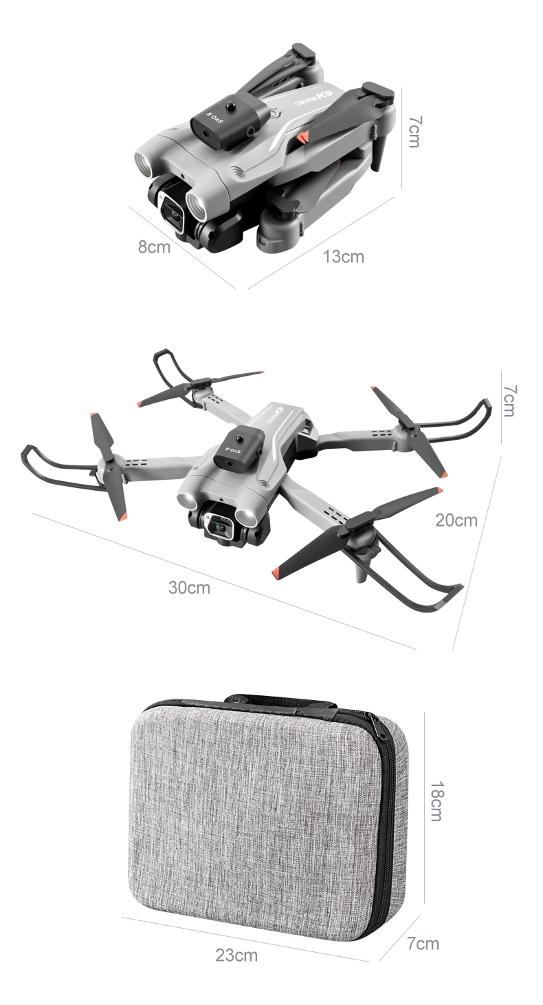 K9 Mini Drone Maximum Flight Time 10-20min Beginner Operator Skill Level 4k HD Dual Camera Four-sided Obstacle Avoidance