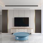 Wood Style PANEL Living Room TV Unit and Coffee Table Set for Apartment