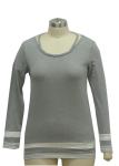 Ladies Long Sleeve Shirt Round-neckline Melange Fabric Normal Size Blend Fabric
