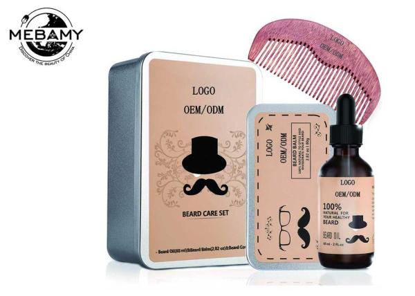 Natural Men Beard Care Kit Includes Beard Oil 60ml / Beard Balm 2.82oz / Wooden