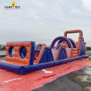 Quality 0.55mm PVC Outdoor Blow Up Obstacle Course Bounce House Non Toxic Bold Colors wholesale