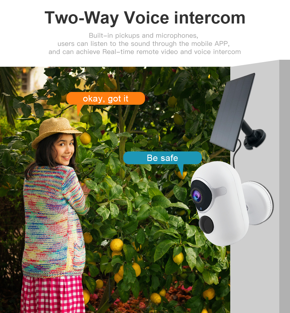 Rechargeable Tuya Solar Camera 3.6mm Lens