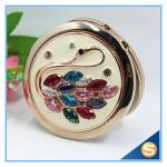 Shinny Gifts Rhinestone Small Metal Mirror For Craft Crystal Round Shape Pocket