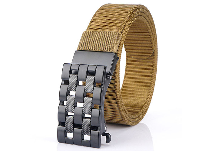 Prong Auto Buckle Mens Elastic Stretch Belts Brown Camel Grey
