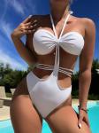 Full Length Water Resistant Ladies One Piece Swimsuit Pure Color In Stock