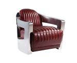 Stainless Steel Arm Top Grain Genuine Leather Aviation Sofa Three Seaters