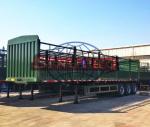 Steel Side Bar Fence Animal Transport Trailer , 50T 3 Axle Cattle Livestock