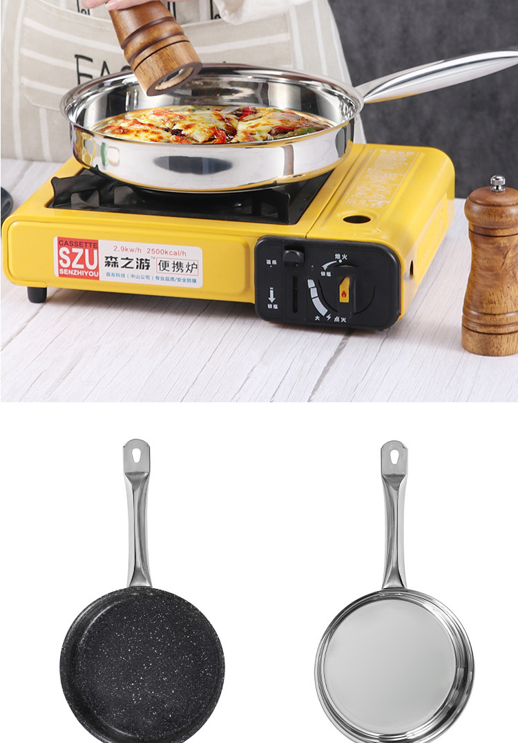 Hot Selling Kitchen Stainless Steel Non Stick Fry Pan Three Layer Double Bottom Medical Stone Frying Pans