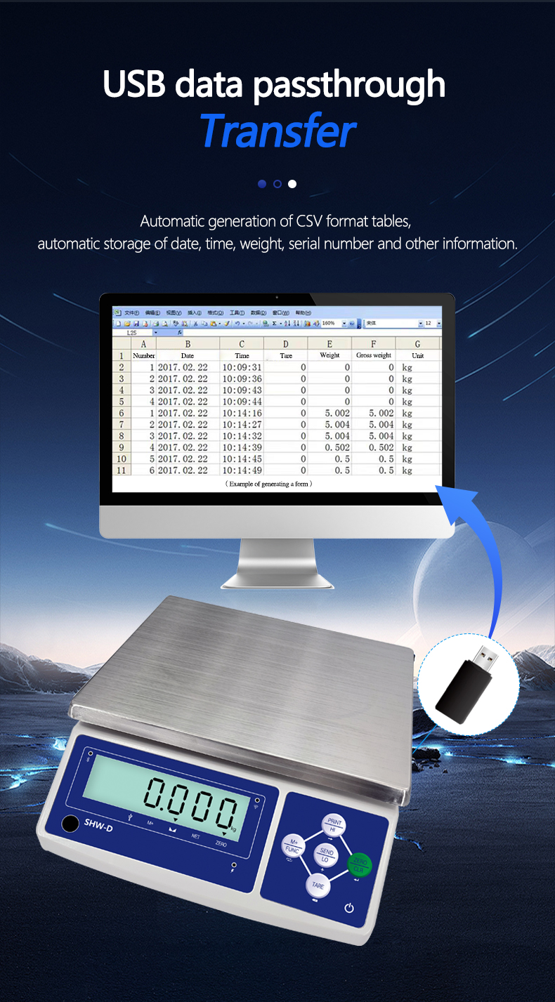 SHWDL-485 6KG Modbus 485 Communication LCD Display AC/DC Power Supply for ERP Software