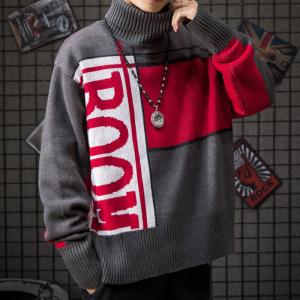 Quality 55% Silk 45% Cashmere Turtleneck Mens Warm Sweaters Long Sleeve Solid Color wholesale