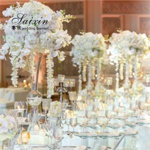 Quality Small Crystal Flower Vase Clear For Flowers Wedding Centerpieces 90CM wholesale