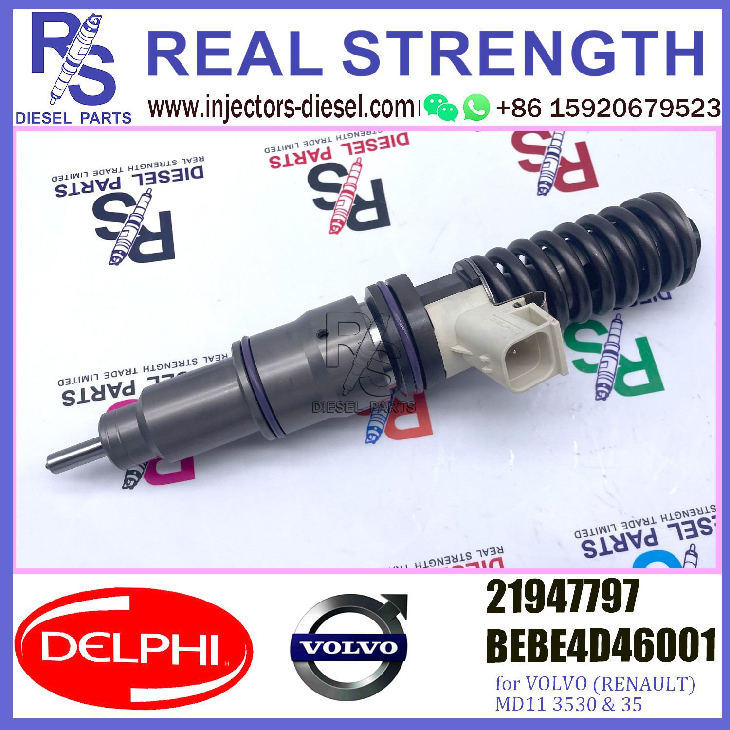 DELPHI 4pin injector 21947797 Diesel pump Injector V-O-L-V 21947797 BEBE4D46001 for V-O-L-V (RENAULT) MD11 3530 & 35