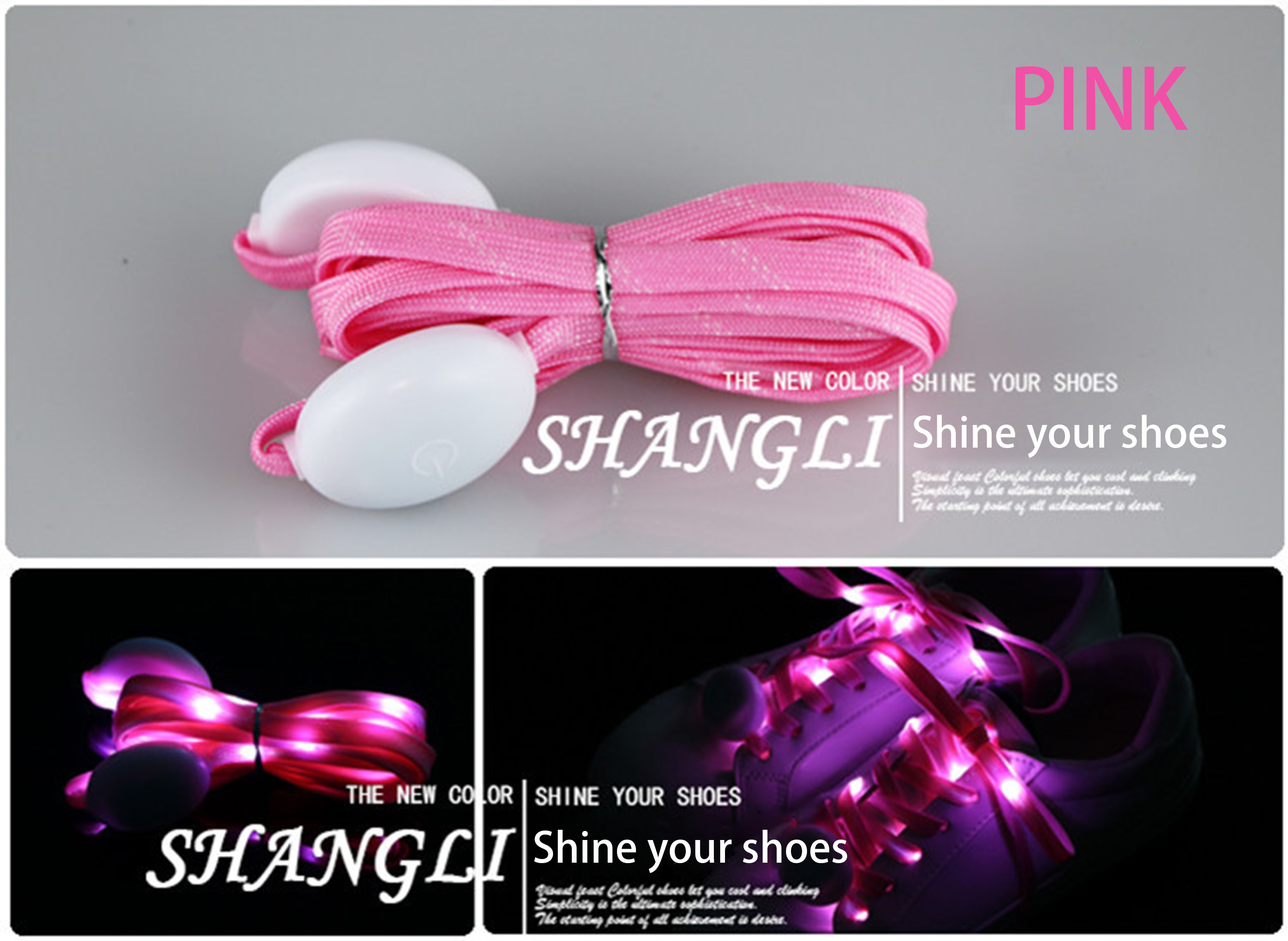luminous led glowing shoelace Aglet Bags fashion shoelace Customized Logo Style Flat Color Design
