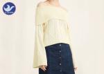 Off Shoulder Big Sleeve Cuff Womens Knit Pullover Sweater / Ladies Cable Knit