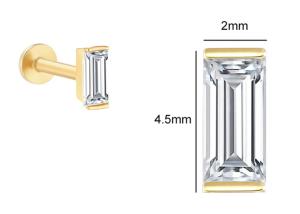Quality 14K Gold Body Piercing Jewelry Earring OEM ODM With Rectangle Diamond wholesale