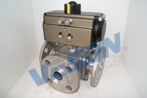 Quality SS Material Pneumatic Shut Off Valve / Three Way Ball Valve For Pipe Line wholesale