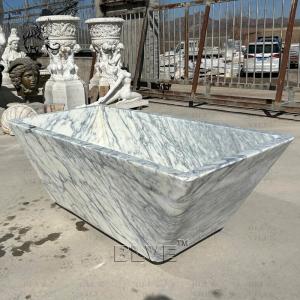 Quality White Italian Marble Solid Bathtub Stone Soaking Bath Freestanding Unique Design Large Luxury Modern Bathroom wholesale