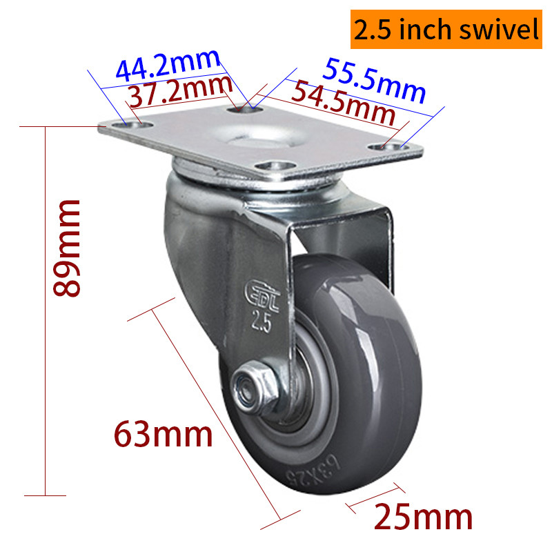 EDL Light Duty 2.5inch 80kg Plate TPU Caster by Rigid, Swivel and Brake type